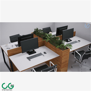Modern solid wood office deck 3d model
